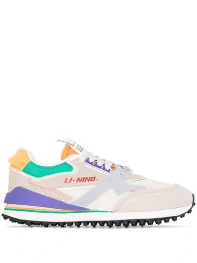 Li-ning Neutrals Multicoloured Moment Panelled Running Sneakers In Beige