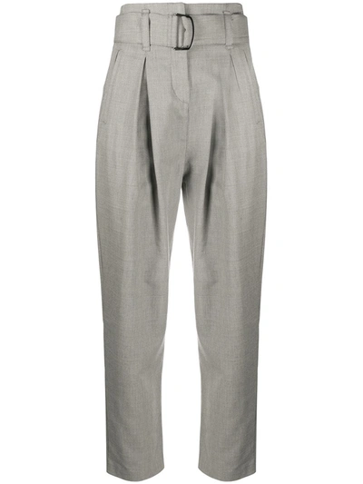 Pinko High-rise Belted Tailored Trousers In Grey