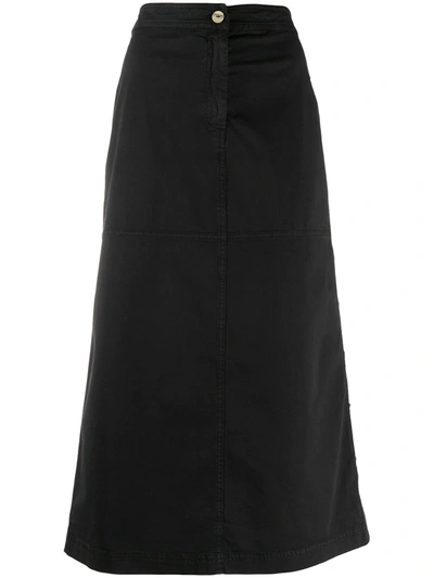 Pinko Side Button Maxi Skirt In Black