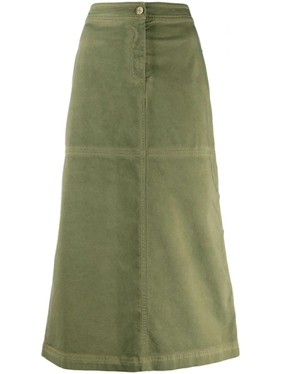 Pinko Side Button Maxi Skirt In Green
