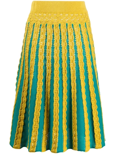 Pinko Striped Knitted Skirt In Green