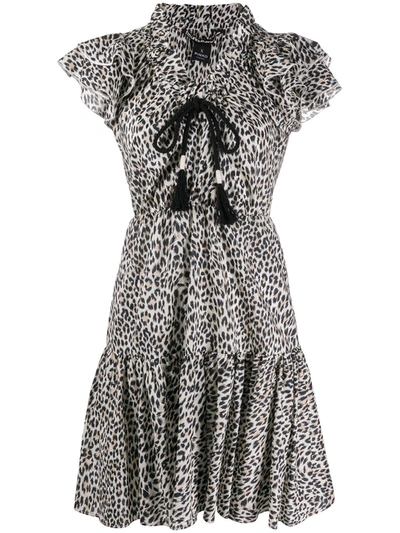 Pinko Snow Leopard-print Drawstring Mini Dress In Neutrals