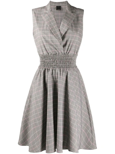 Pinko Plaid Print Dress In Grey