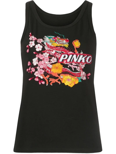 Pinko Dragon Waistcoat Top In Black