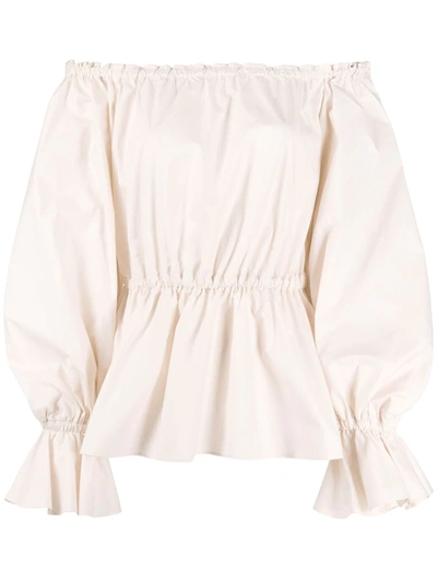 Pinko Off-shoulder Peplum Blouse In White