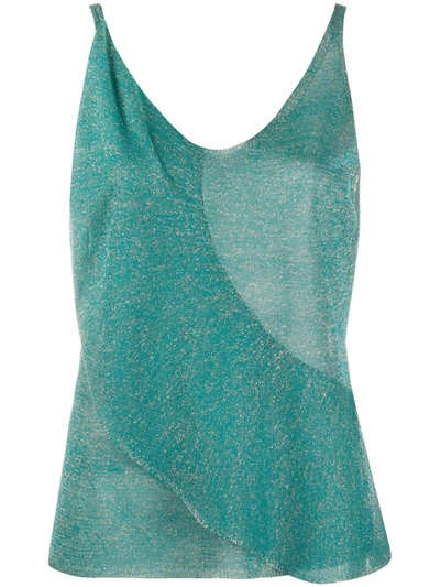 Pinko Flounce Detail Knitted Top In Green