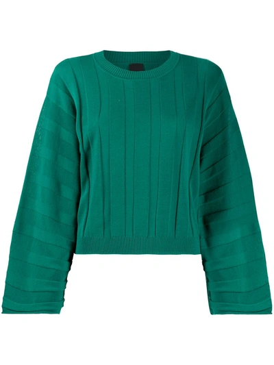 Pinko Striped Knit Boxy Jumper In Green