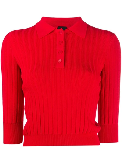Pinko Ribbed Polo Jumper In Red