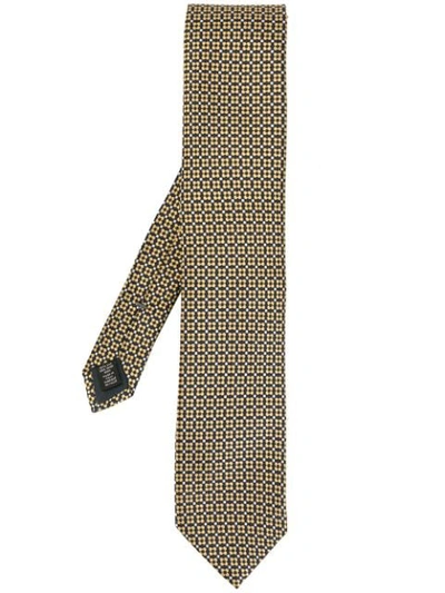 Ermenegildo Zegna Floral Patterned Silk Tie In Gold