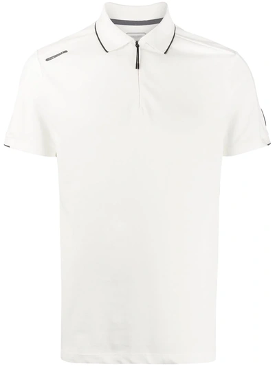 Hackett X Aston Martin Racing Zipped Neck Polo Shirt In White
