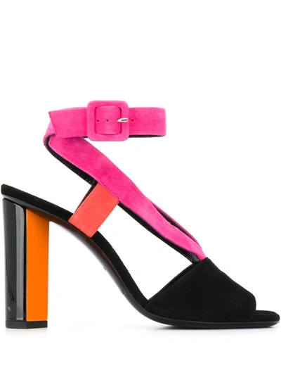 Pierre Hardy Colour Block Heeled Sandals In Suede Kid Multi Black