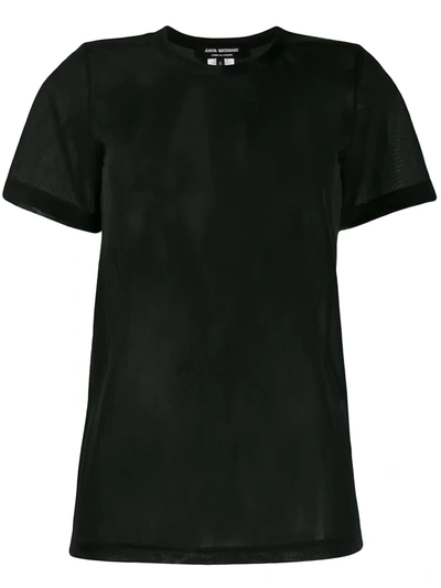 Junya Watanabe Short Sleeve Sheer Panel T-shirt In Black