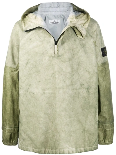 Stone Island Hooded Water-resistant Anorak In Green