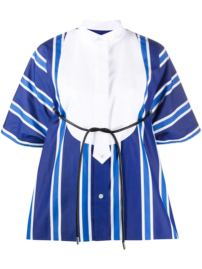 Sacai Striped Shirt In Blue