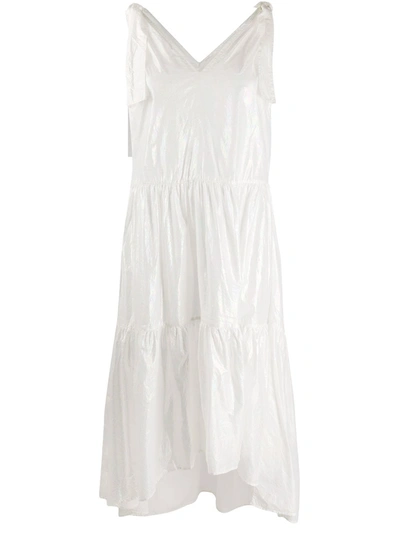 8pm Metallized Flared Dress In White