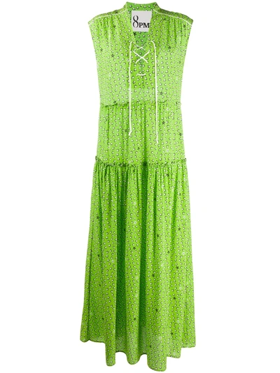 8pm Star-print Maxi Dress In Green