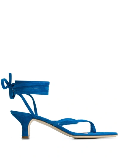 Paris Texas Lace-up Toe-ring 45mm Sandals In Blue