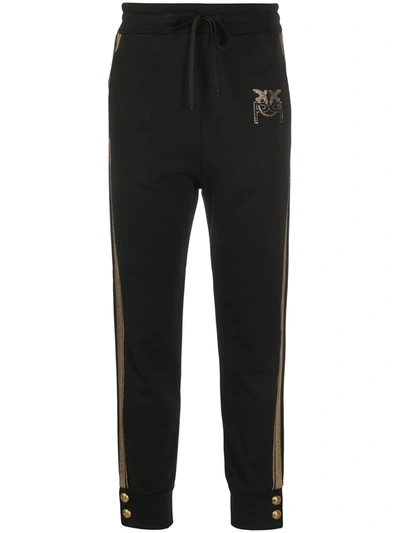 Pinko Embellished Logo Track Trousers In Black