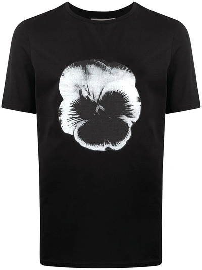 Frankie Morello Wild Pansy-print Cotton T-shirt In Black