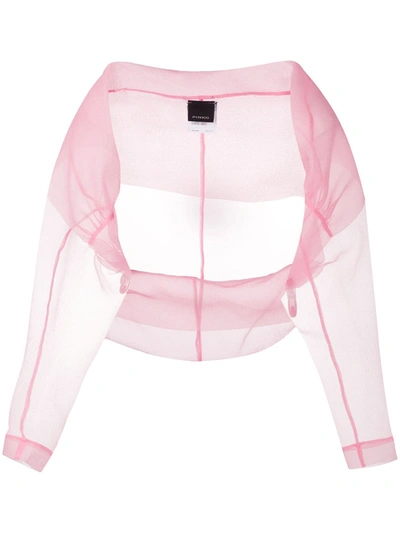 Pinko Sheer Cropped Jacket In Pink