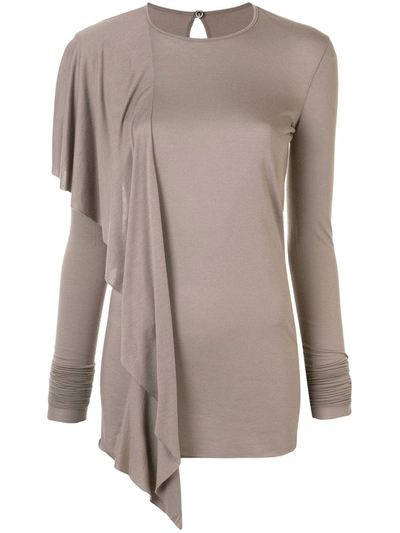 Rick Owens Draped Detail Blouse In Brown