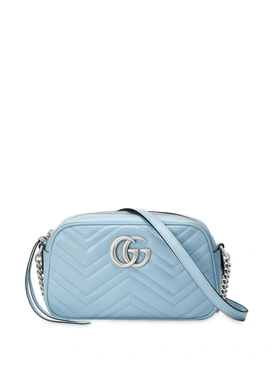 Gucci Gg Marmont Mini Quilted-leather Cross-body Bag In Blue