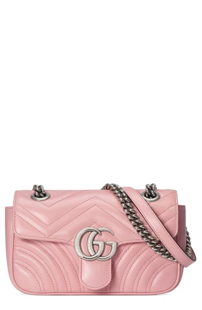 Gucci Mini Gg 2.0 Matelasse Leather Shoulder Bag In Wild Rose