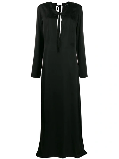 Ann Demeulemeester Long Sleeve Tie Neck Dress In Black