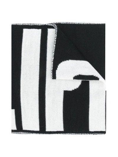 Philipp Plein Kids' Knitted Logo Scarf In Black