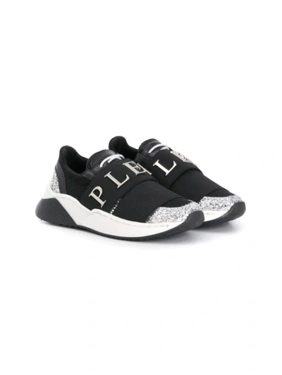 Philipp Plein Junior Kids' Logo双带运动鞋 In Black
