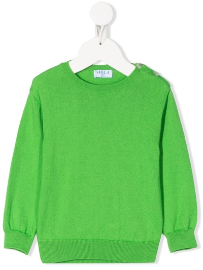 Siola Babies' Knitted Crew-neck Jumper In Green