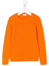 Siola Kids' Knitted Crew-neck Jumper In Orange