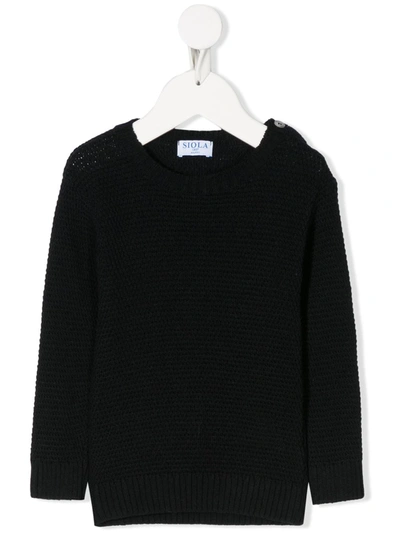 Siola Babies' Knitted Crew-neck Jumper In Blue