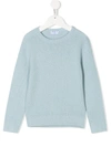 Siola Kids' Knitted Crew-neck Jumper In Blue
