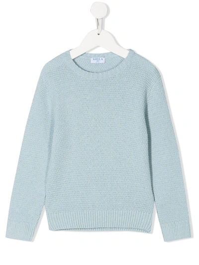 Siola Kids' Knitted Crew-neck Jumper In Blue