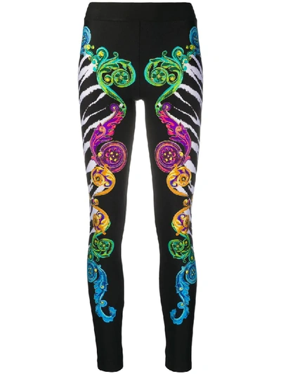 Versace Jeans Couture Baroque Tiger Print Leggings In Black