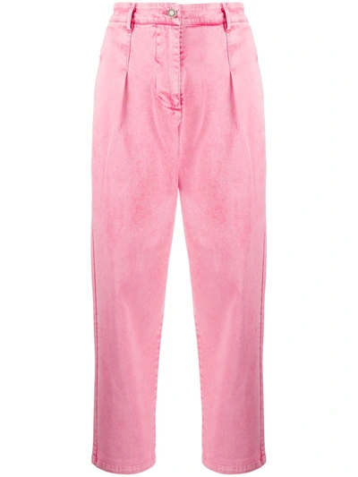 8pm High-waisted Straight-leg Jeans In Pink