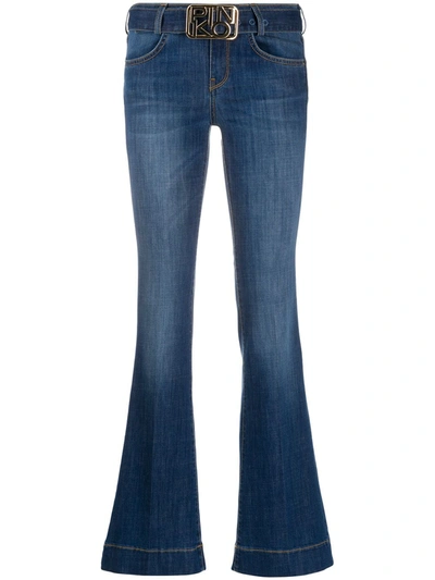 Pinko Flare-fit Belted Jeans In Blue