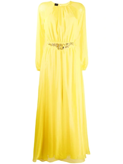 Pinko Embellished Maxi Dress In Yellow