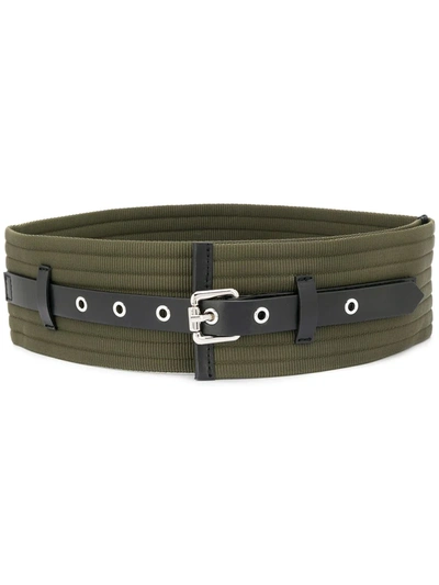 Pinko Ribbed Wide Belt In Green