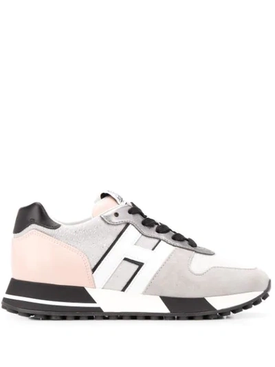 Hogan Multicolor Leather H383 Sneakers In Light Grey