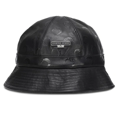 Marine Serre Moon-print Leather Bucket Hat In Black
