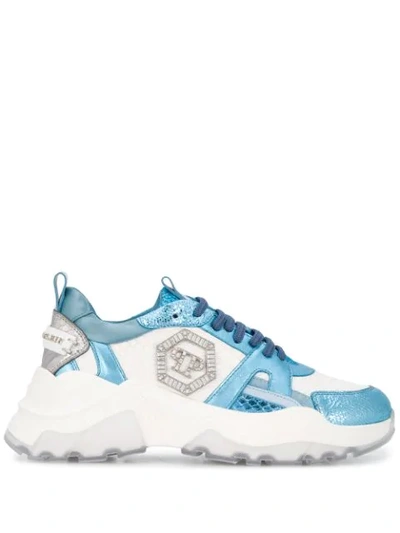 Philipp Plein Two-tone Runner Trainers In White
