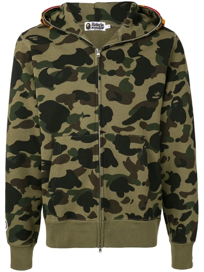 Bape Camouflage Print Hoodie In Green