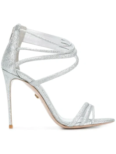 Le Silla Glittered-effect 110mm Heeled Sandals In Silver
