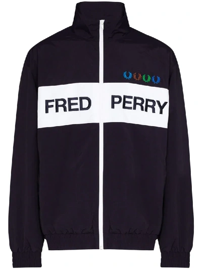 Fred Perry X Beams Logo-embroidered Bomber Jacket In Blue