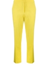 Theory High Rise Slim-fit Trousers In Yellow