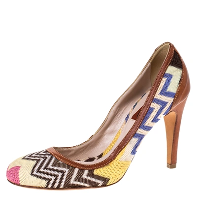 Pre-owned Missoni Multicolor Patterned Knit Fabric Pumps Size 38