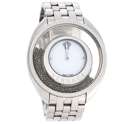 Pre-owned Versace White Stainless Steel Destiny Spirit 86q Women's Wristwatch 39 Mm In Silver