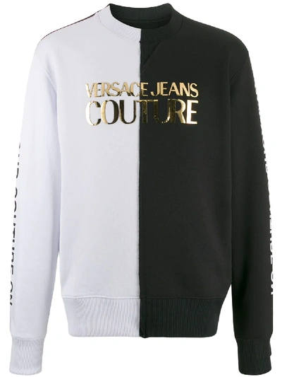 Versace Jeans Couture Contrast Logo-print Sweatshirt In Black